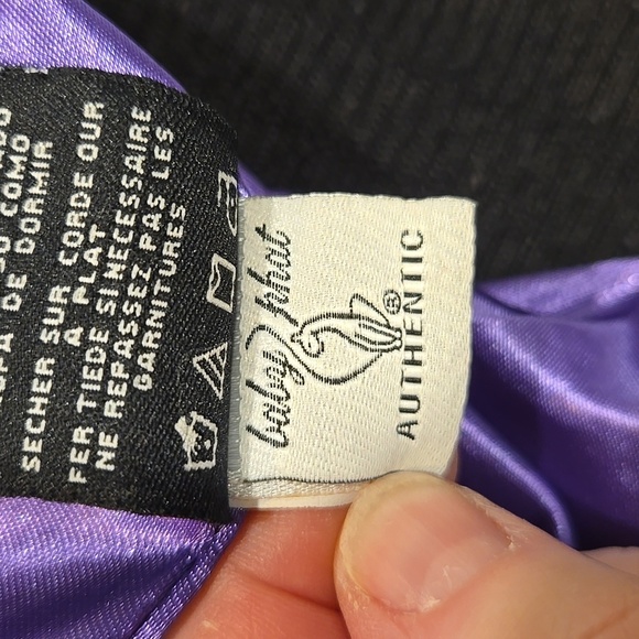 BABY PHAT GIRL'S BLACK/ PURPLE PUFFER . MISSING FAUX FUR LINING ON HOOD. SIZE L - Picture 6 of 11